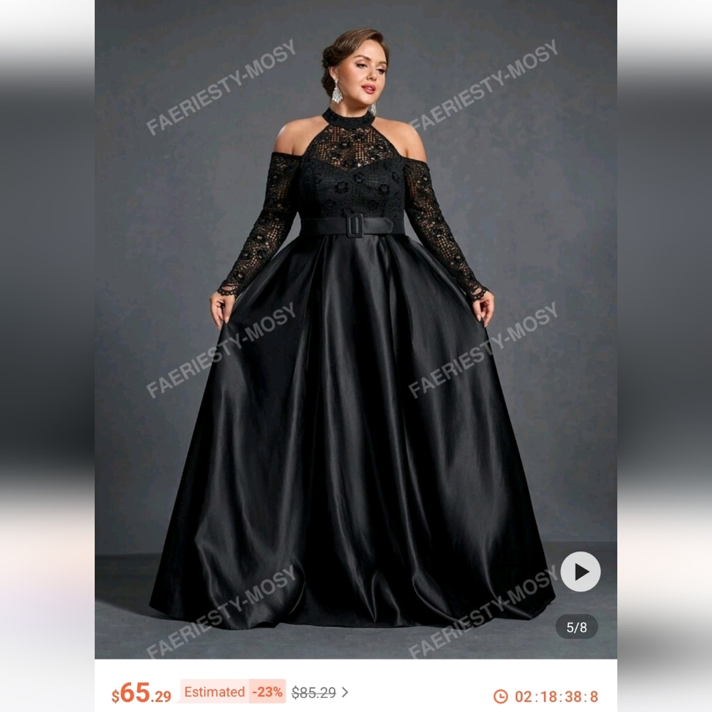 Elegant Black Lace Evening Gown